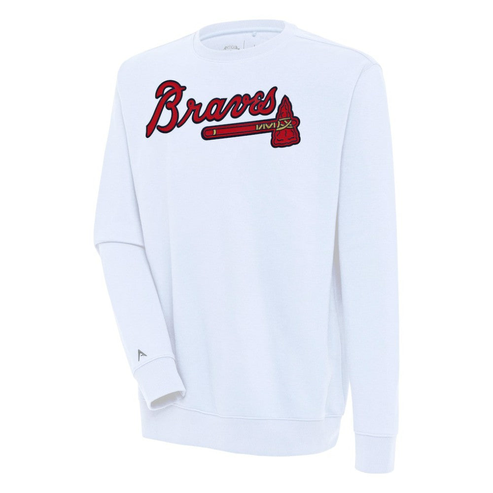 Atlanta Braves Antigua Victory Pullover Sweatshirt - White Pullover