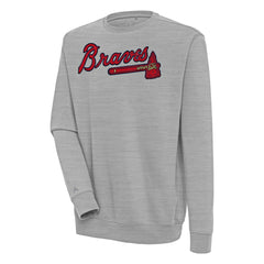 Atlanta Braves Antigua Victory Pullover Sweatshirt - Heather Gray Pullover
