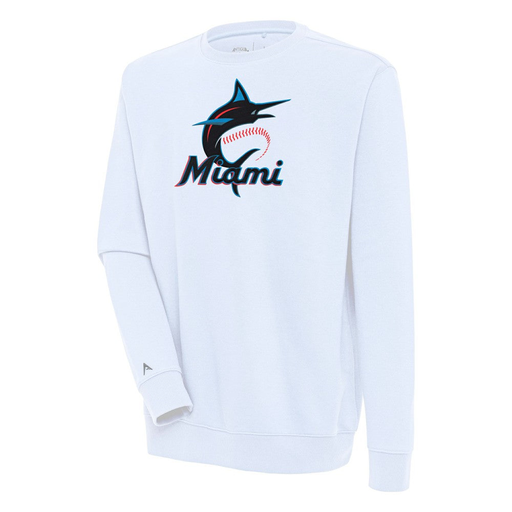 Miami Marlins Antigua Victory Pullover Sweatshirt - White Pullover
