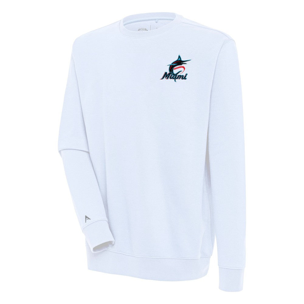 Miami Marlins Antigua Victory Pullover Sweatshirt - White Pullover