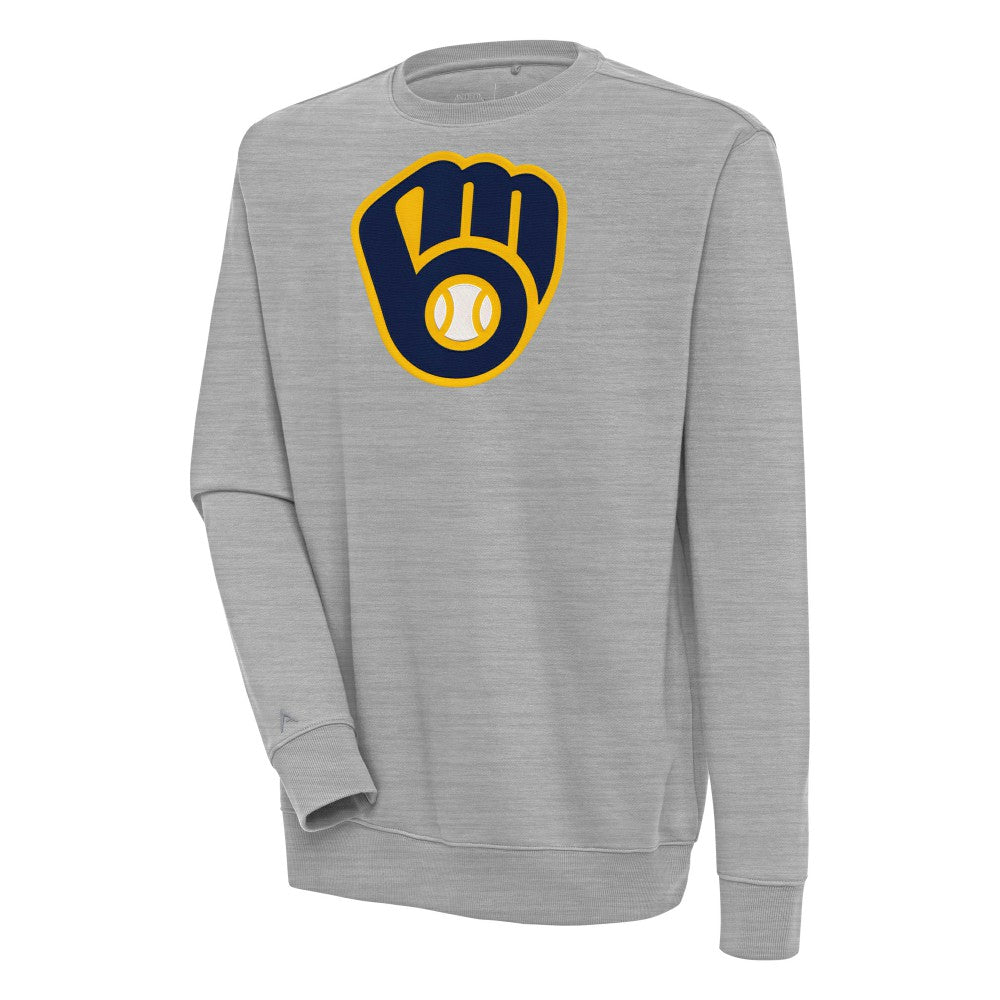 Milwaukee Brewers Antigua Victory Pullover Sweatshirt - Heather Gray Pullover