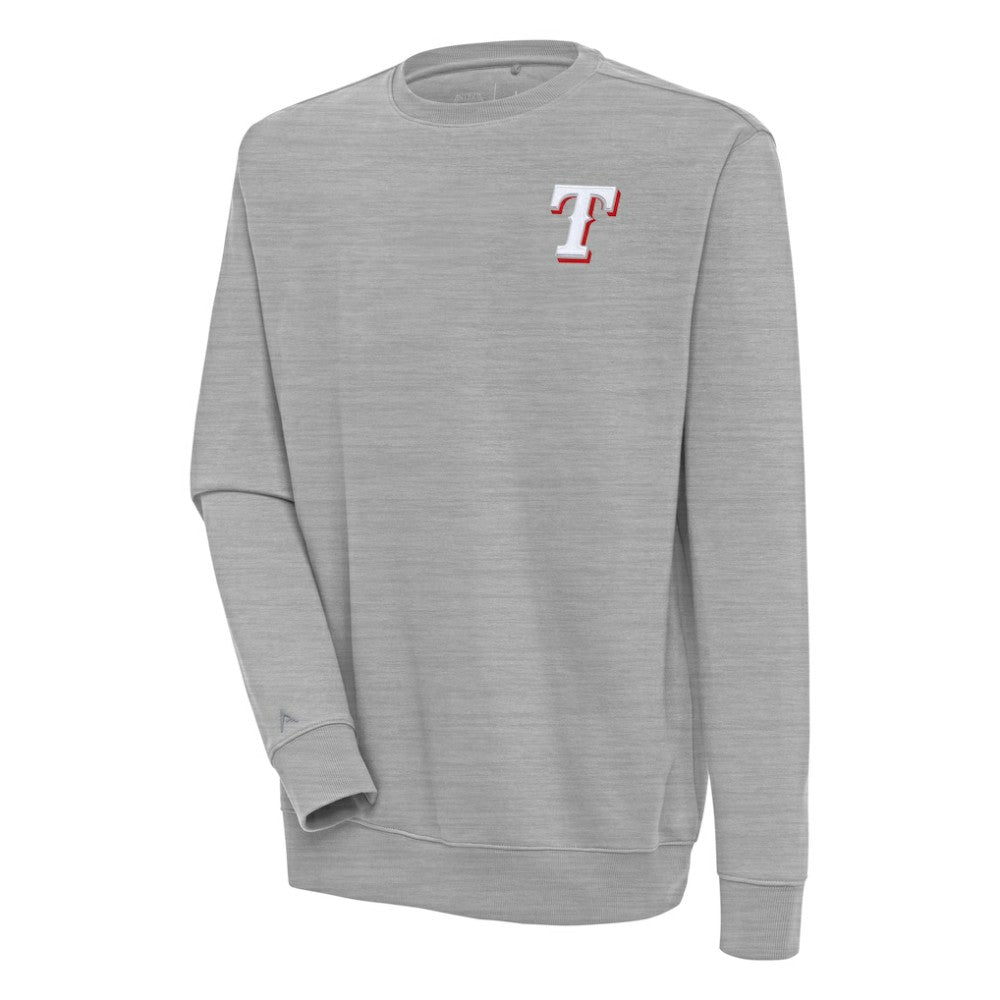 Texas Rangers Antigua Victory Pullover Sweatshirt - Heather Gray Pullover