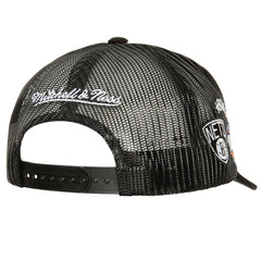 Brooklyn Nets Times Up Classic Script Cord Trucker Hat Black - Mitchell & Ness
