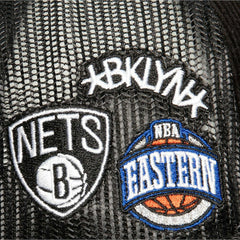 Brooklyn Nets Times Up Classic Script Cord Trucker Hat Black - Mitchell & Ness