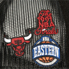 Chicago Bulls Times Up Classic Script Cord Trucker Hat Black - Mitchell & Ness