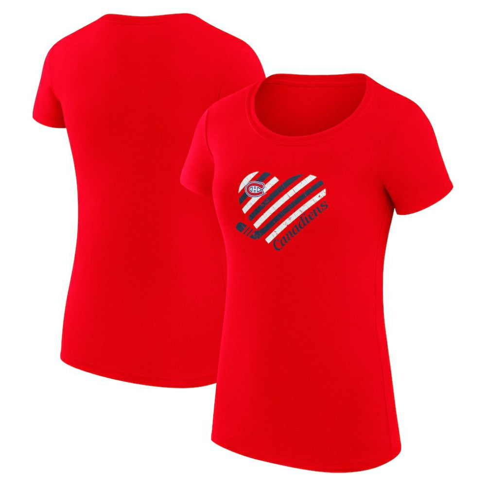 Montreal Canadiens G-III 4Her by Carl Banks Women's Super-Slim Fit Lightweight Heart T-Shirt - Red | US 200446374