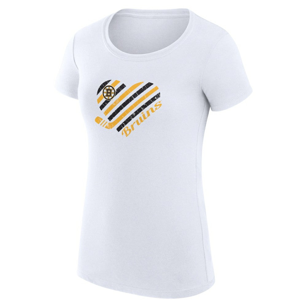 Boston Bruins G-III 4Her by Carl Banks Women's Super-Slim Fit Lightweight Heart T-Shirt - White | US 200446380