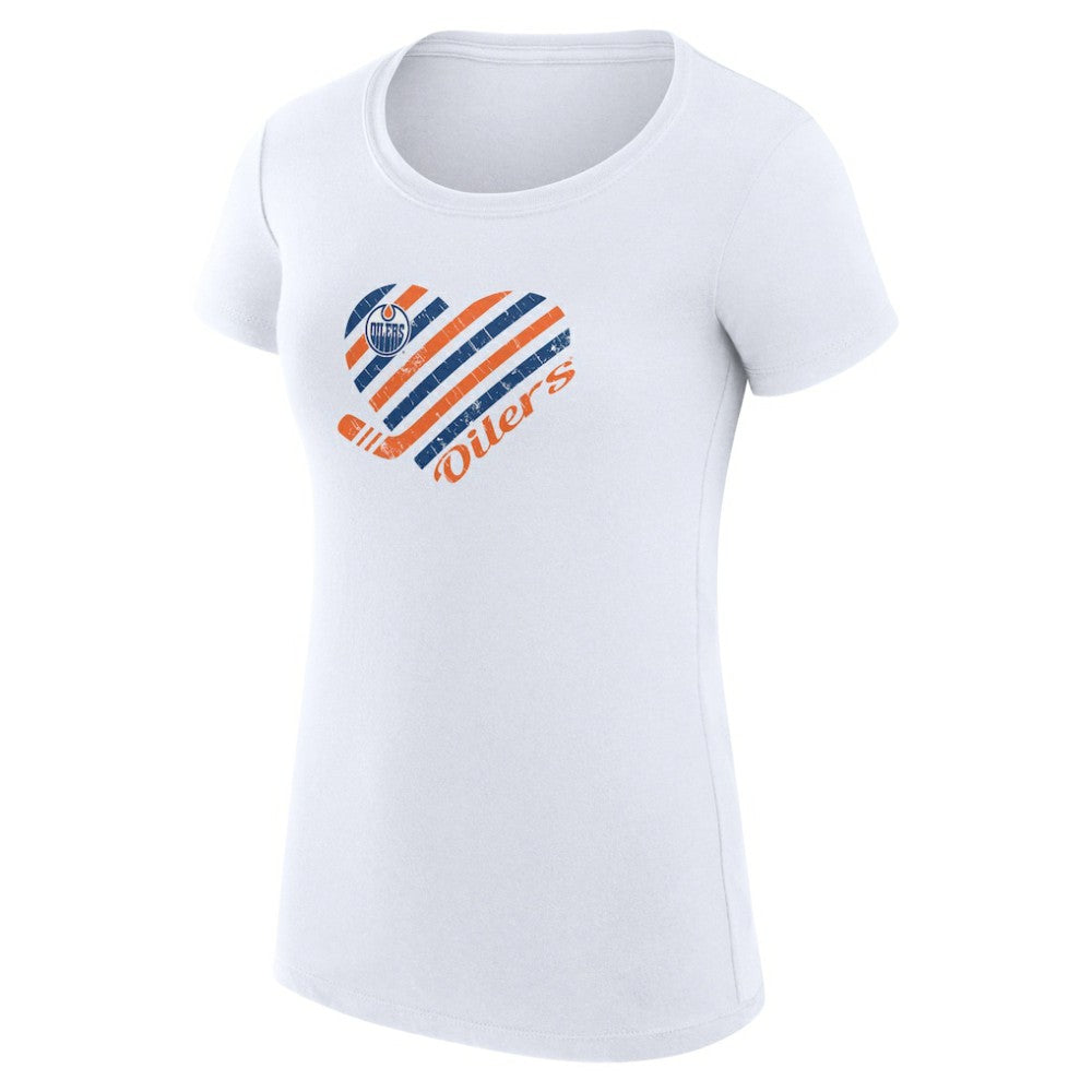 Edmonton Oilers G-III 4Her by Carl Banks Women's Super-Slim Fit Lightweight Heart T-Shirt - White | US 200446389