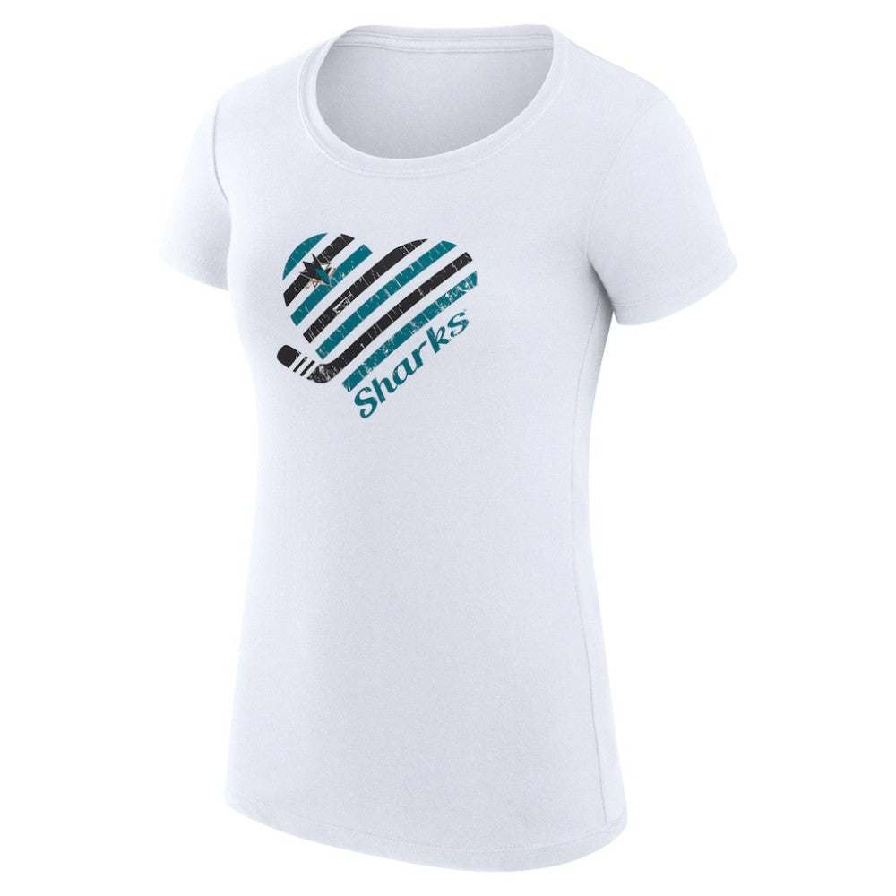 San Jose Sharks G-III 4Her by Carl Banks Women's Super-Slim Fit Lightweight Heart T-Shirt - White | US 200446402