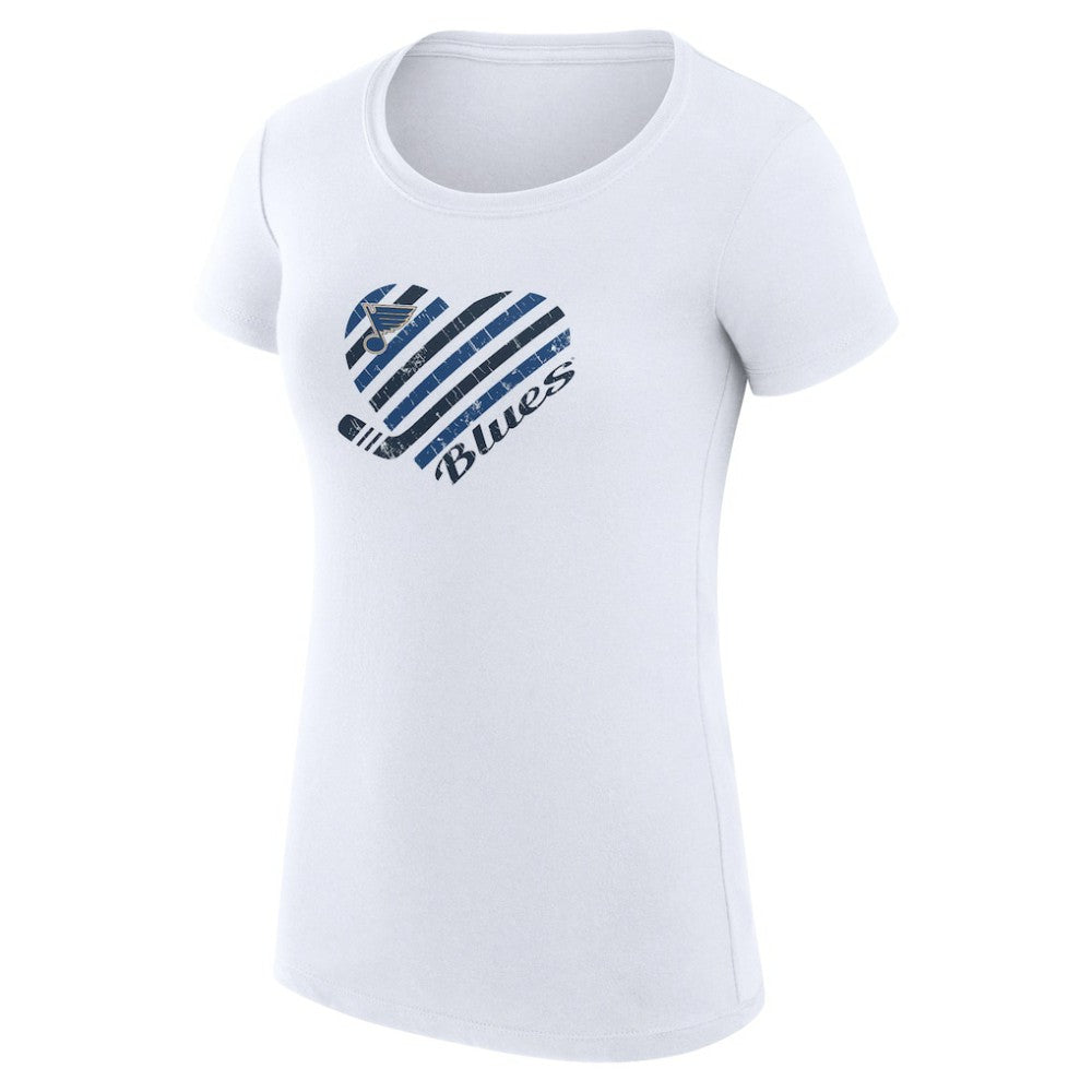 St. Louis Blues G-III 4Her by Carl Banks Women's Super-Slim Fit Lightweight Heart T-Shirt - White | US 200446404