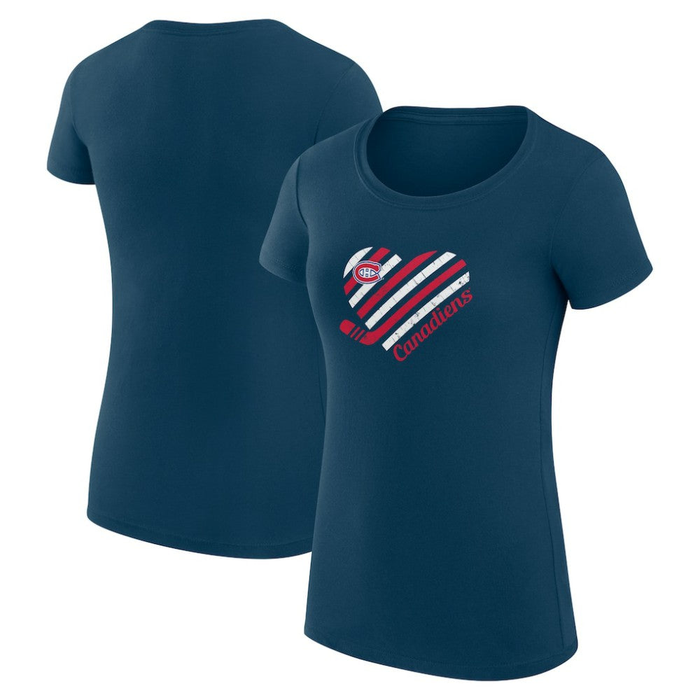 Montreal Canadiens G-III 4Her by Carl Banks Women's Super-Slim Fit Lightweight Heart T-Shirt - Navy | US 200446413