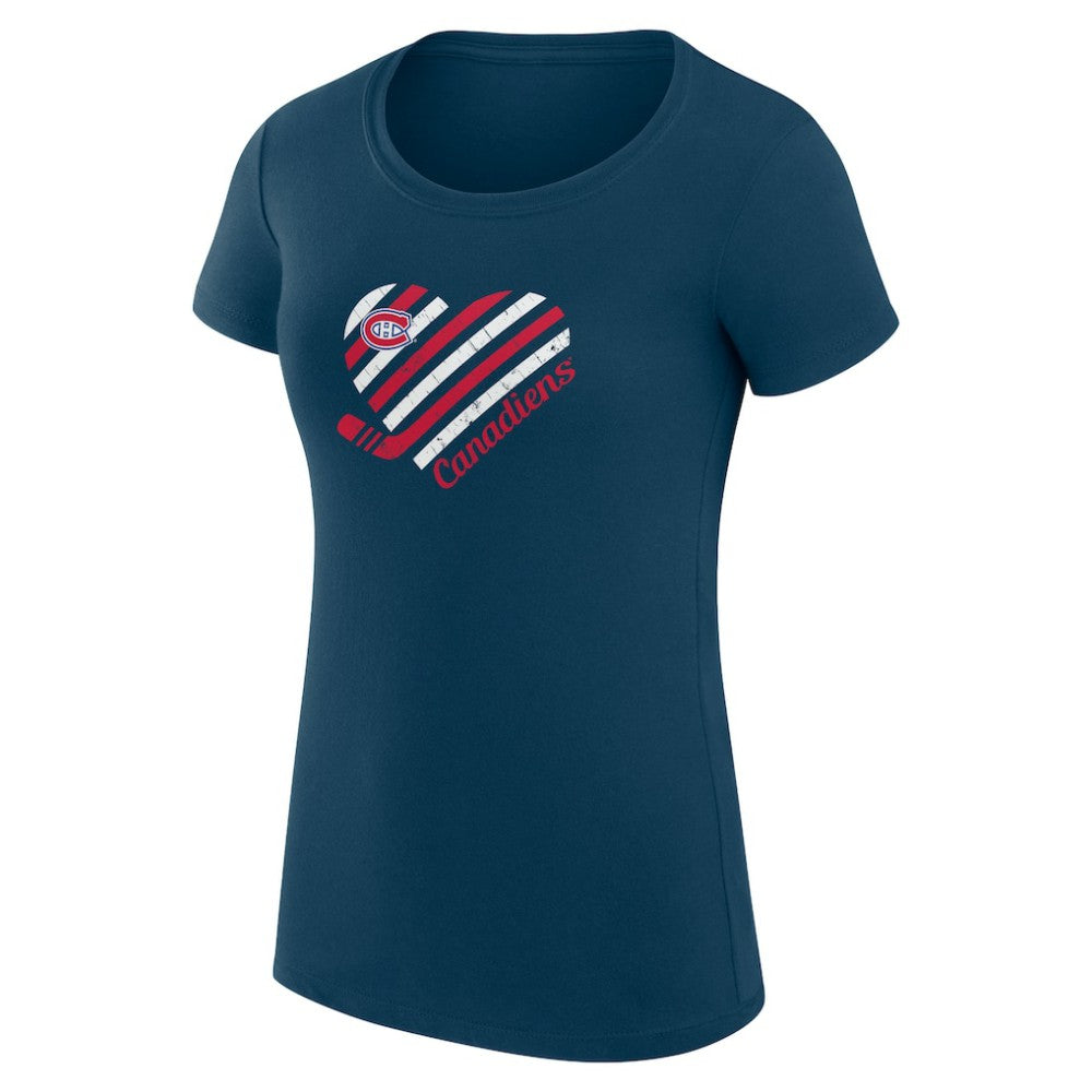 Montreal Canadiens G-III 4Her by Carl Banks Women's Super-Slim Fit Lightweight Heart T-Shirt - Navy | US 200446413