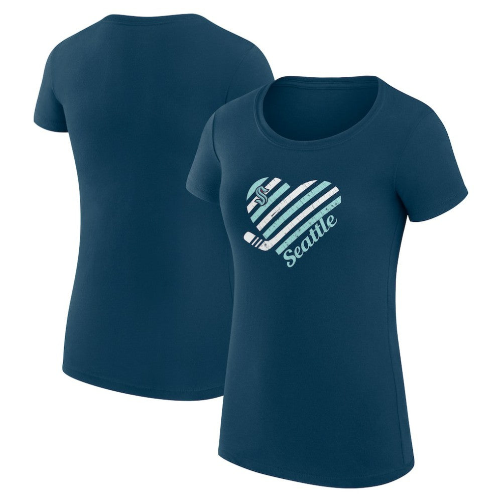 Seattle Kraken G-III 4Her by Carl Banks Women's Super-Slim Fit Lightweight Heart T-Shirt - Navy | US 200446415