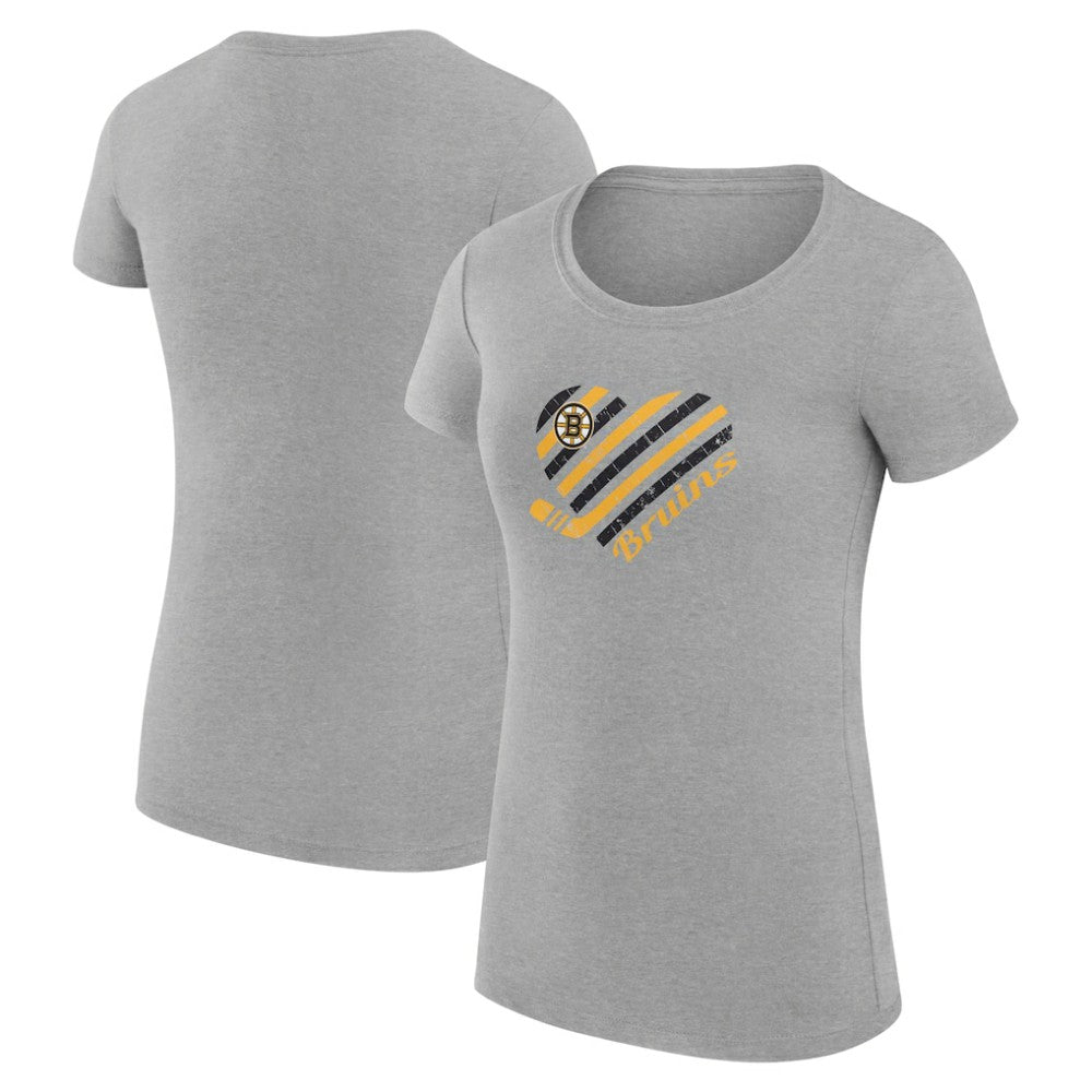 Boston Bruins G-III 4Her by Carl Banks Women's Super-Slim Fit Lightweight Heart T-Shirt - Heather Gray | US 200446424