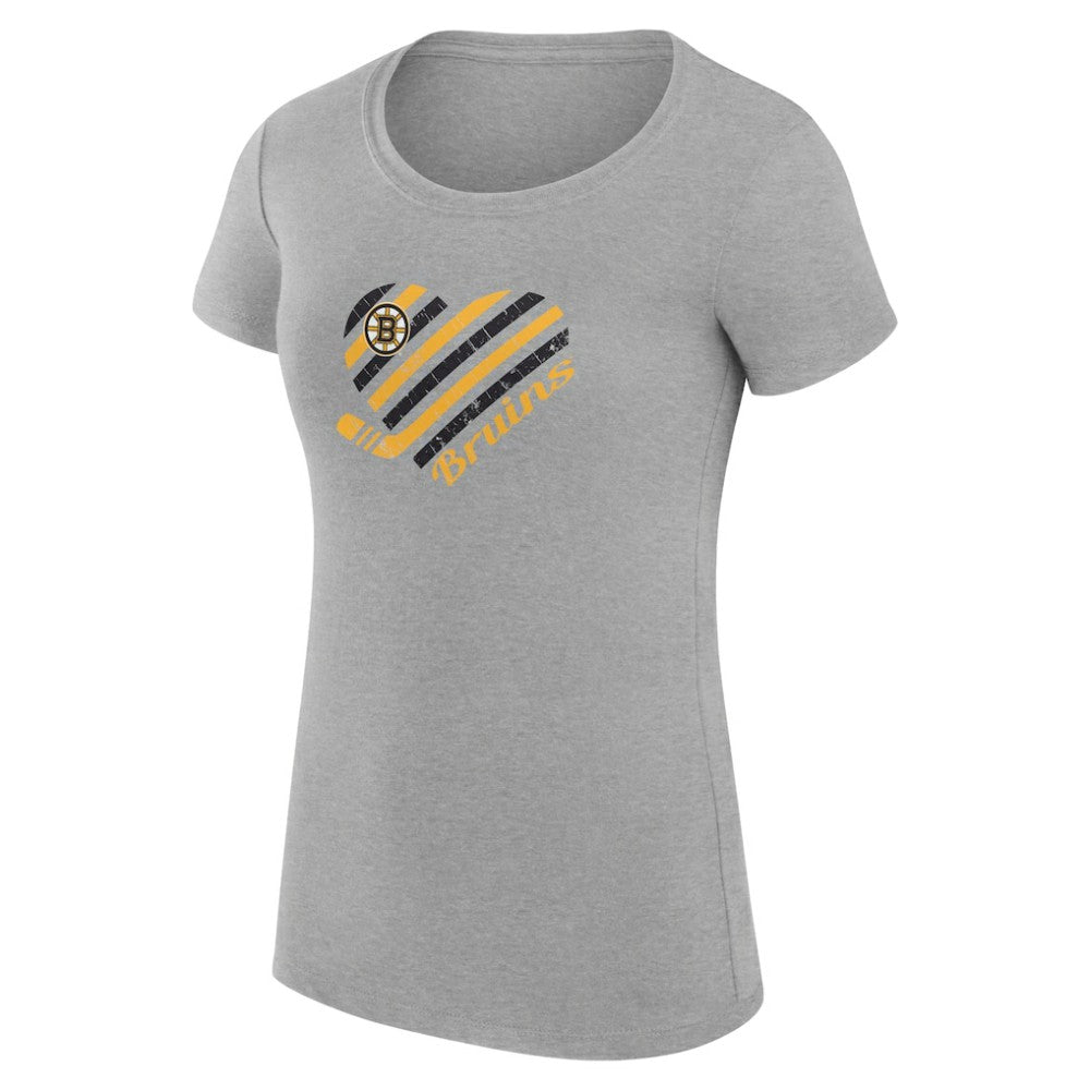 Boston Bruins G-III 4Her by Carl Banks Women's Super-Slim Fit Lightweight Heart T-Shirt - Heather Gray | US 200446424
