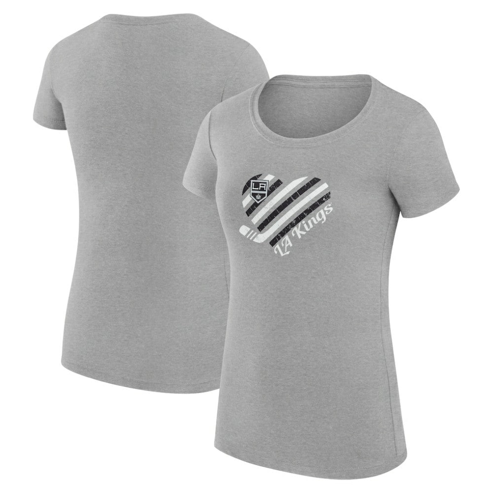 Los Angeles Kings G-III 4Her by Carl Banks Women's Super-Slim Fit Lightweight Heart T-Shirt - Heather Gray | US 200446435