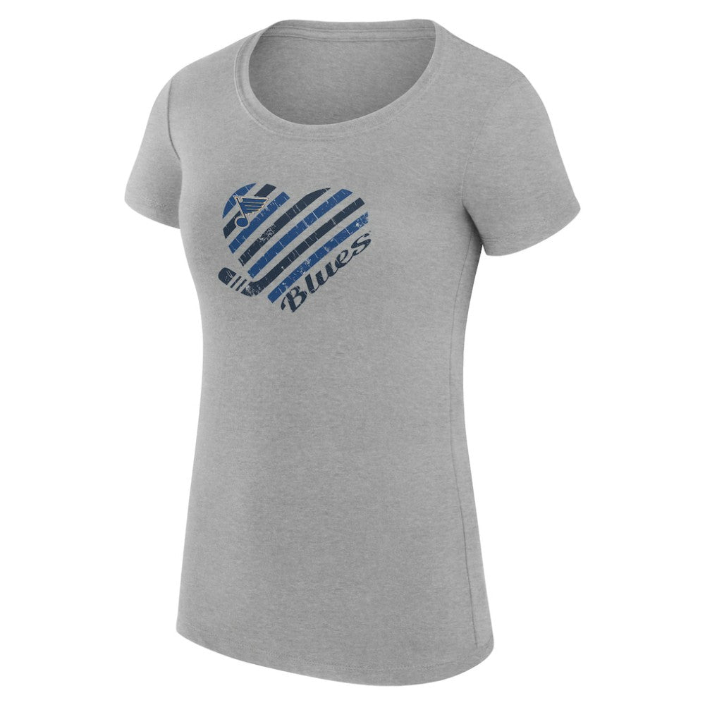 St. Louis Blues G-III 4Her by Carl Banks Women's Super-Slim Fit Lightweight Heart T-Shirt - Heather Gray | US 200446448