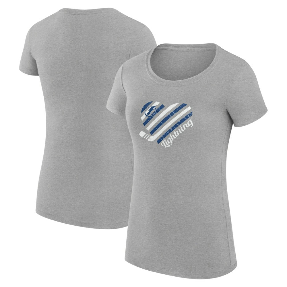Tampa Bay Lightning G-III 4Her by Carl Banks Women's Super-Slim Fit Lightweight Heart T-Shirt - Heather Gray | US 200446449