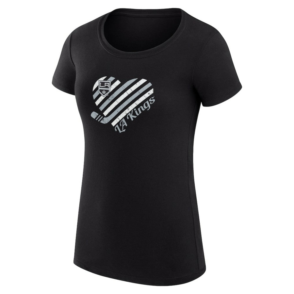 Los Angeles Kings G-III 4Her by Carl Banks Women's Super-Slim Fit Lightweight Heart T-Shirt - Black | US 200446462