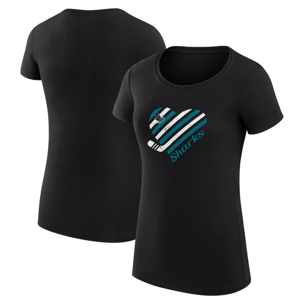 San Jose Sharks G-III 4Her by Carl Banks Women's Super-Slim Fit Lightweight Heart T-Shirt - Black | US 200446469