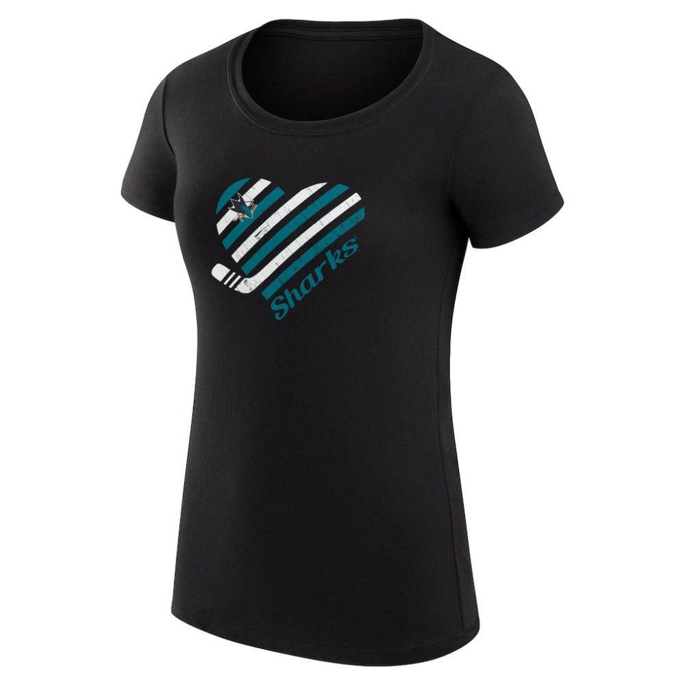 San Jose Sharks G-III 4Her by Carl Banks Women's Super-Slim Fit Lightweight Heart T-Shirt - Black | US 200446469