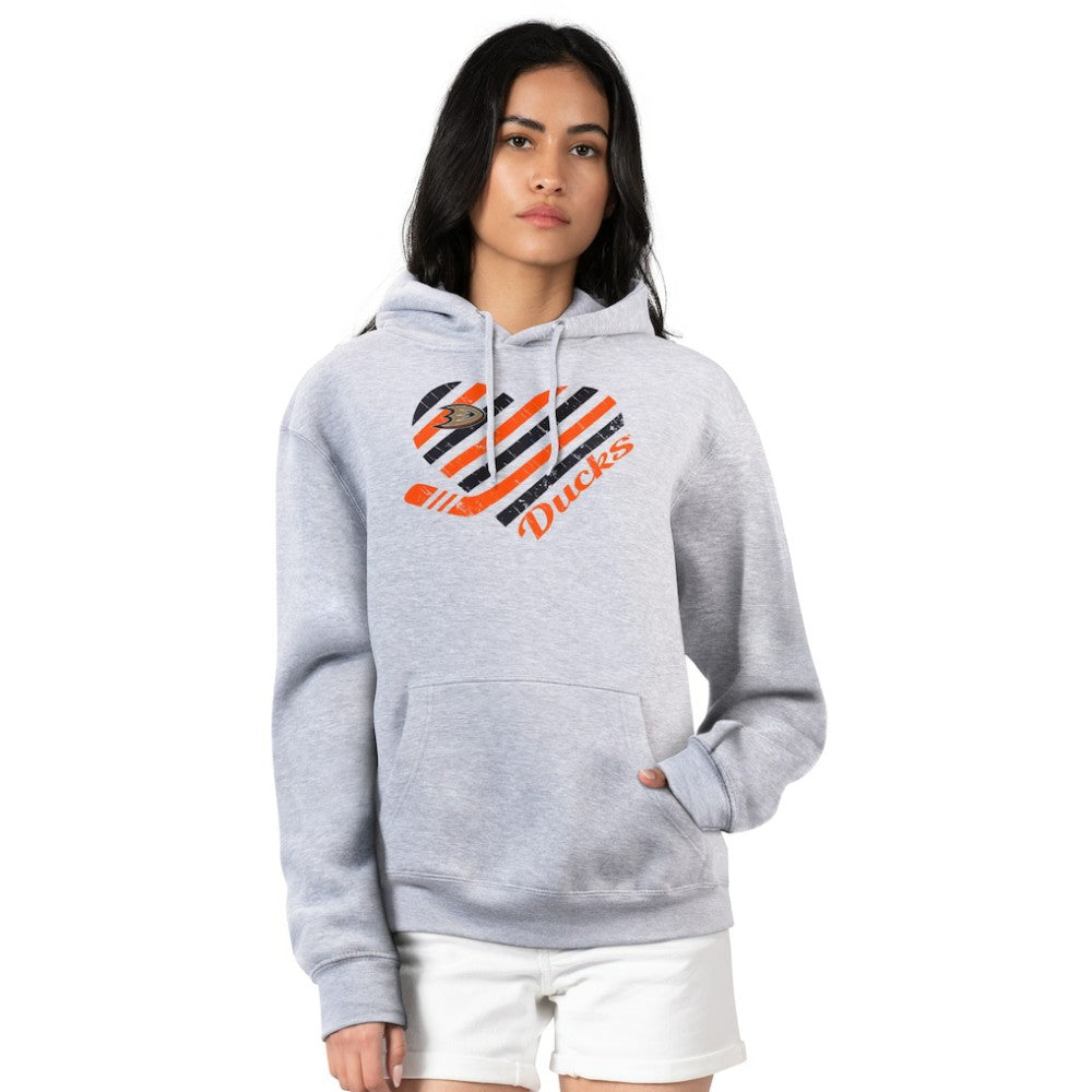 Anaheim Ducks G-III 4Her by Carl Banks Women's Heart Pullover Hoodie - Heather Gray | US 200446493