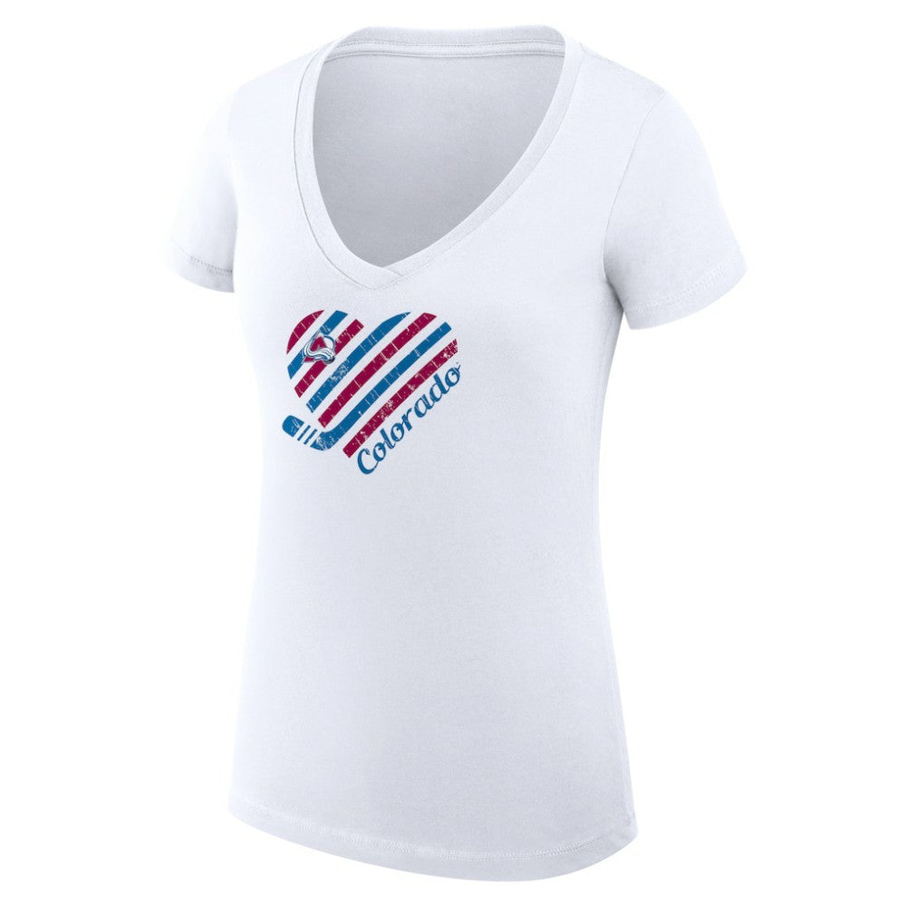 Colorado Avalanche G-III 4Her by Carl Banks Women's Super-Slim Fit Lightweight Heart V-Neck T-Shirt - White | US 200446563