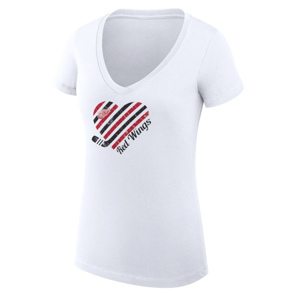 Detroit Red Wings G-III 4Her by Carl Banks Women's Super-Slim Fit Lightweight Heart V-Neck T-Shirt - White | US 200446566