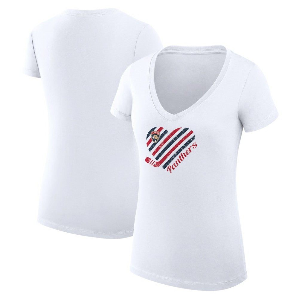 Florida Panthers G-III 4Her by Carl Banks Women's Super-Slim Fit Lightweight Heart V-Neck T-Shirt - White | US 200446568