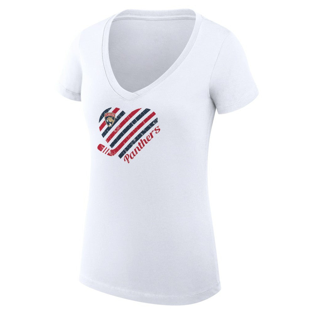 Florida Panthers G-III 4Her by Carl Banks Women's Super-Slim Fit Lightweight Heart V-Neck T-Shirt - White | US 200446568