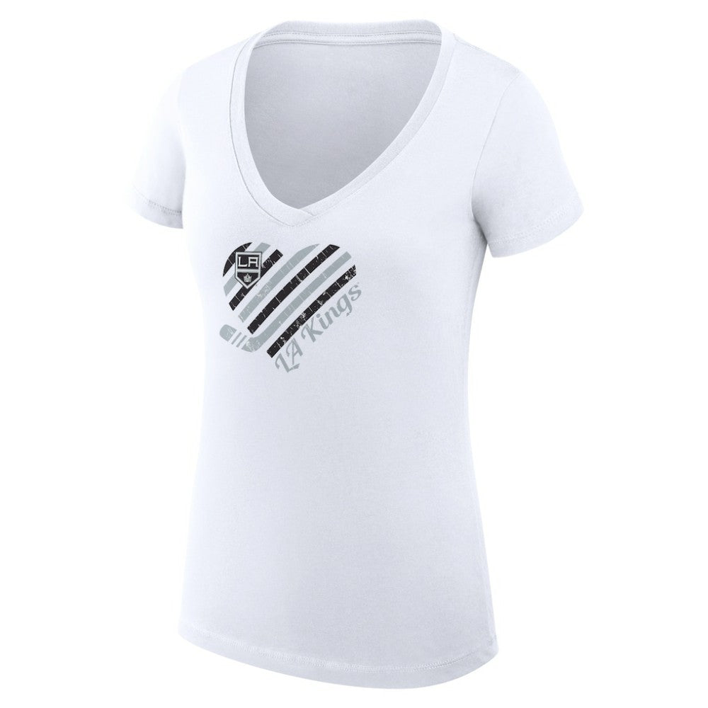 Los Angeles Kings G-III 4Her by Carl Banks Women's Super-Slim Fit Lightweight Heart V-Neck T-Shirt - White | US 200446569