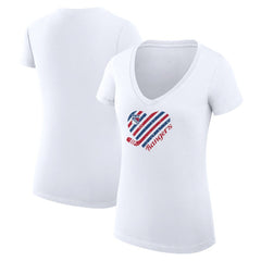 New York Rangers G-III 4Her by Carl Banks Women's Super-Slim Fit Lightweight Heart V-Neck T-Shirt - White | US 200446575