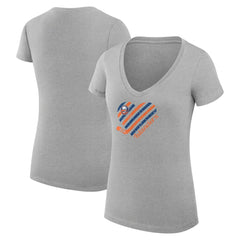 New York Islanders G-III 4Her by Carl Banks Women's Super-Slim Fit Lightweight Heart V-Neck T-Shirt - Heather Gray | US 200446606