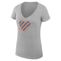 New York Islanders G-III 4Her by Carl Banks Women's Super-Slim Fit Lightweight Heart V-Neck T-Shirt - Heather Gray | US 200446606