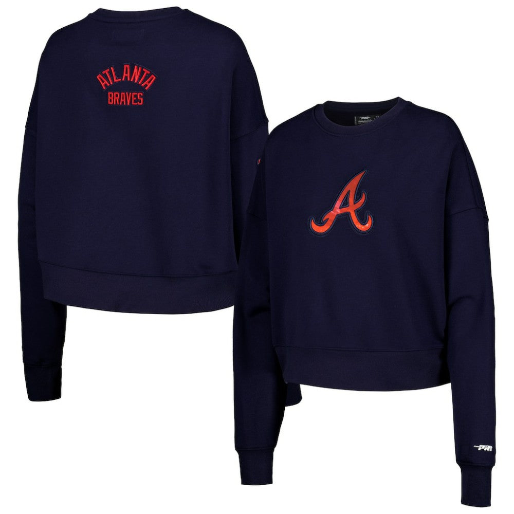 Atlanta Braves Pro Standard Women's Painted Sky Pullover Sweatshirt - Navy Pullover