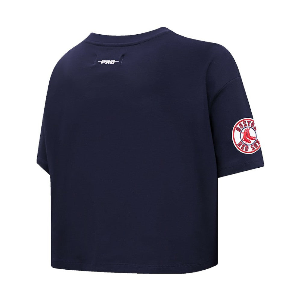 Boston Red Sox Pro Standard Women's Painted Sky Boxy Cropped T-Shirt - Navy T-shirts