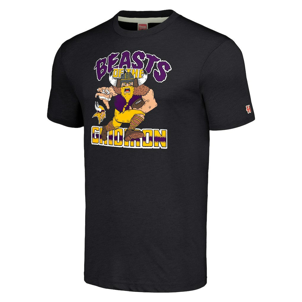 Minnesota Vikings Homage Unisex Monsters of the Gridiron Halloween Tri-Blend T-Shirt - Charcoal T-shirts