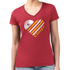 Kansas City Chiefs G-III 4Her by Carl Banks Women's Super-Slim Fit Lightweight Heart Graphic V-Neck T-Shirt - Red T-shirts