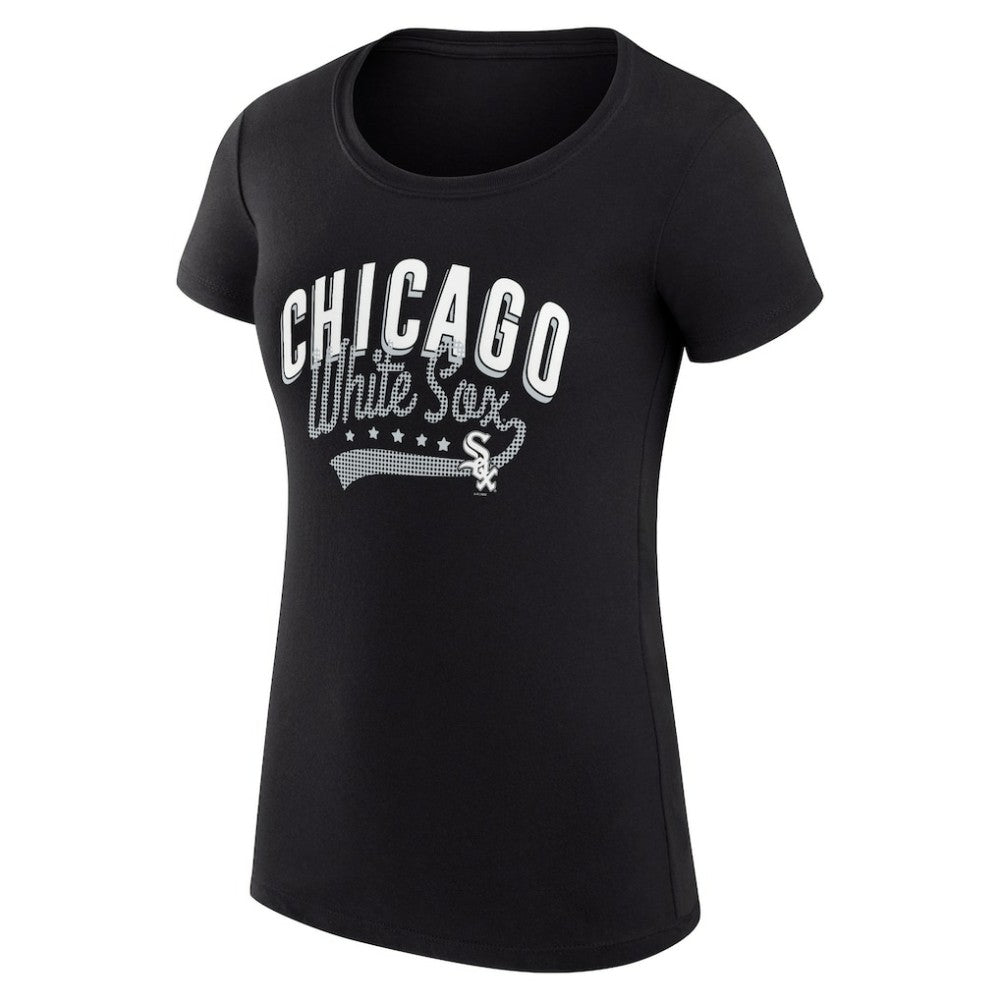 Chicago White Sox G-III 4Her by Carl Banks Women's Super-Slim Fit Lightweight Filigree Team T-Shirt - Black T-shirts