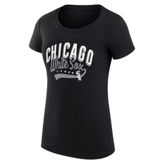 Chicago White Sox G-III 4Her by Carl Banks Women's Super-Slim Fit Lightweight Filigree Team T-Shirt - Black T-shirts