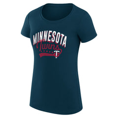 Minnesota Twins G-III 4Her by Carl Banks Women's Super-Slim Fit Lightweight Filigree Team T-Shirt - Navy T-shirts