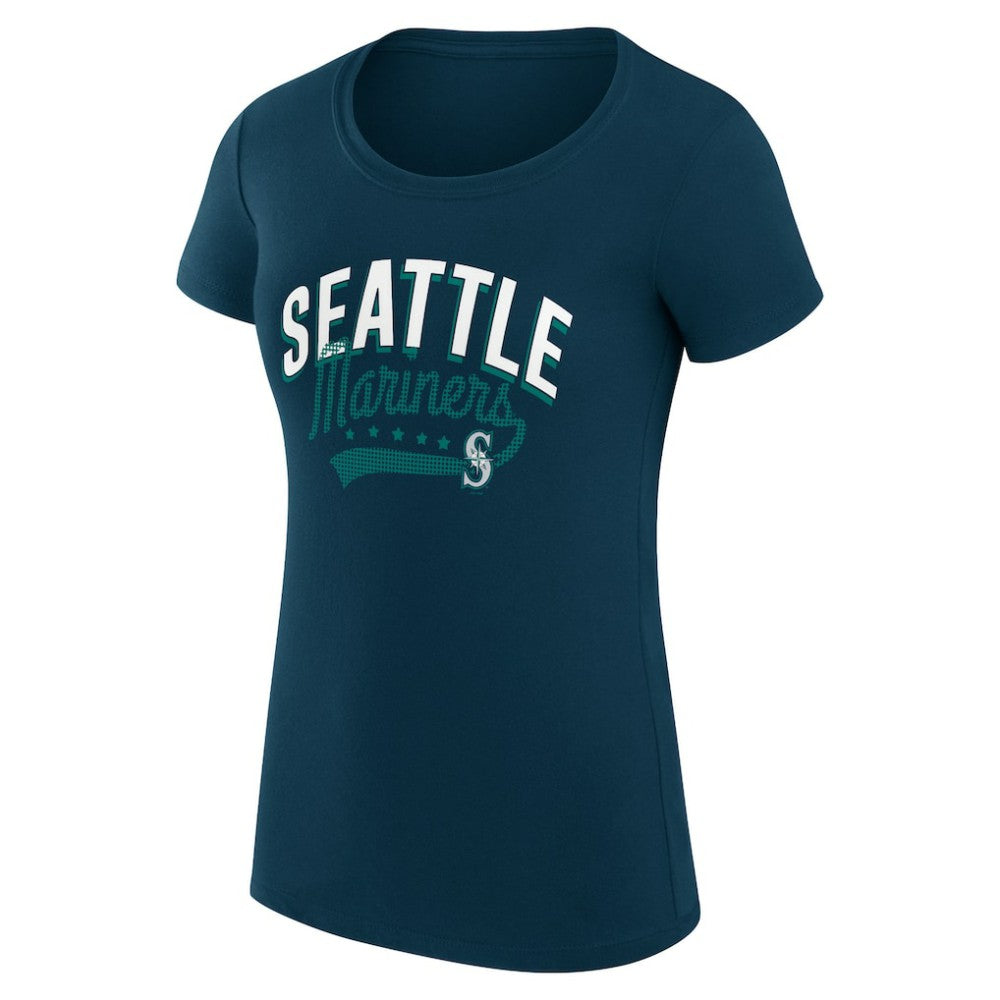 Seattle Mariners G-III 4Her by Carl Banks Women's Super-Slim Fit Lightweight Filigree Team T-Shirt - Navy T-shirts