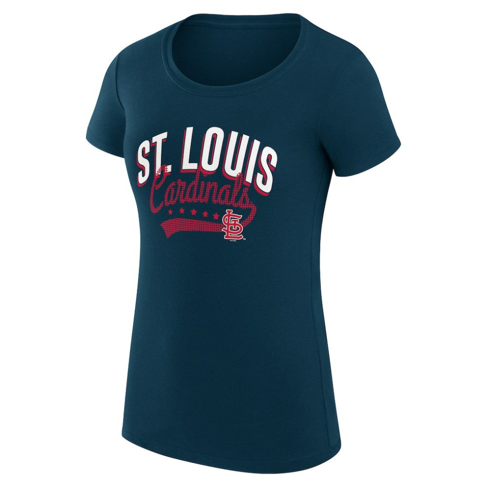 St. Louis Cardinals G-III 4Her by Carl Banks Women's Super-Slim Fit Lightweight Filigree Team T-Shirt - Navy T-shirts