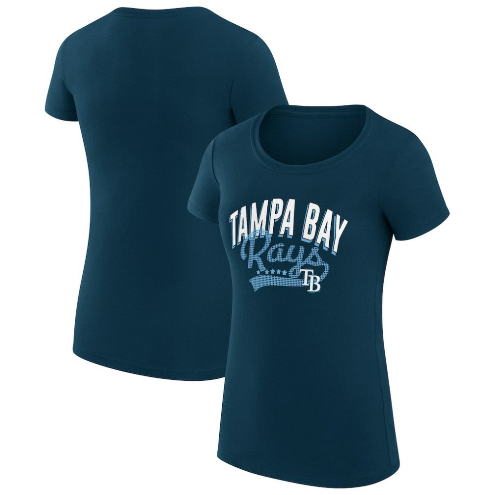 Tampa Bay Rays G-III 4Her by Carl Banks Women's Super-Slim Fit Lightweight Filigree Team T-Shirt - Navy T-shirts
