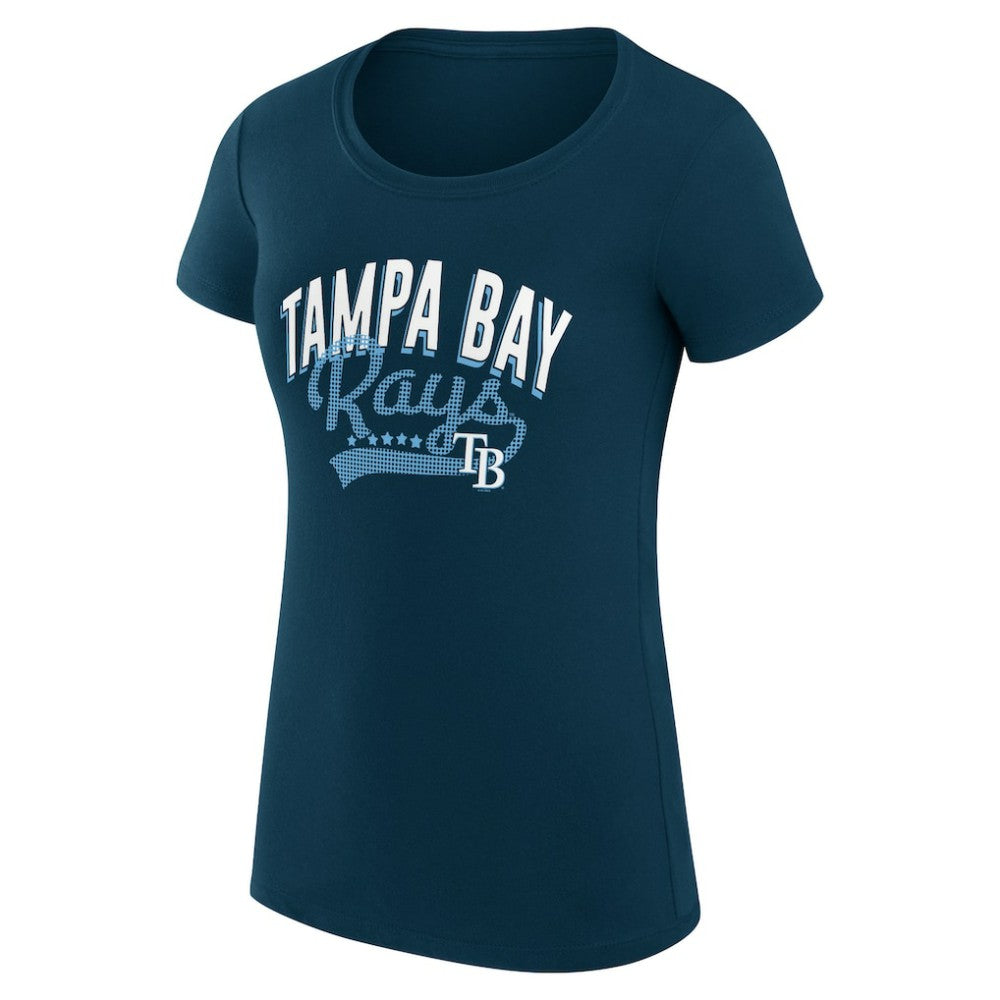 Tampa Bay Rays G-III 4Her by Carl Banks Women's Super-Slim Fit Lightweight Filigree Team T-Shirt - Navy T-shirts
