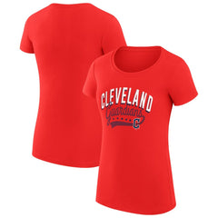 Cleveland Guardians G-III 4Her by Carl Banks Women's Super-Slim Fit Lightweight Filigree Team T-Shirt - Red T-shirts
