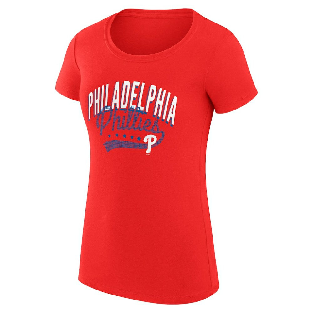 Philadelphia Phillies G-III 4Her by Carl Banks Women's Super-Slim Fit Lightweight Filigree Team T-Shirt - Red T-shirts