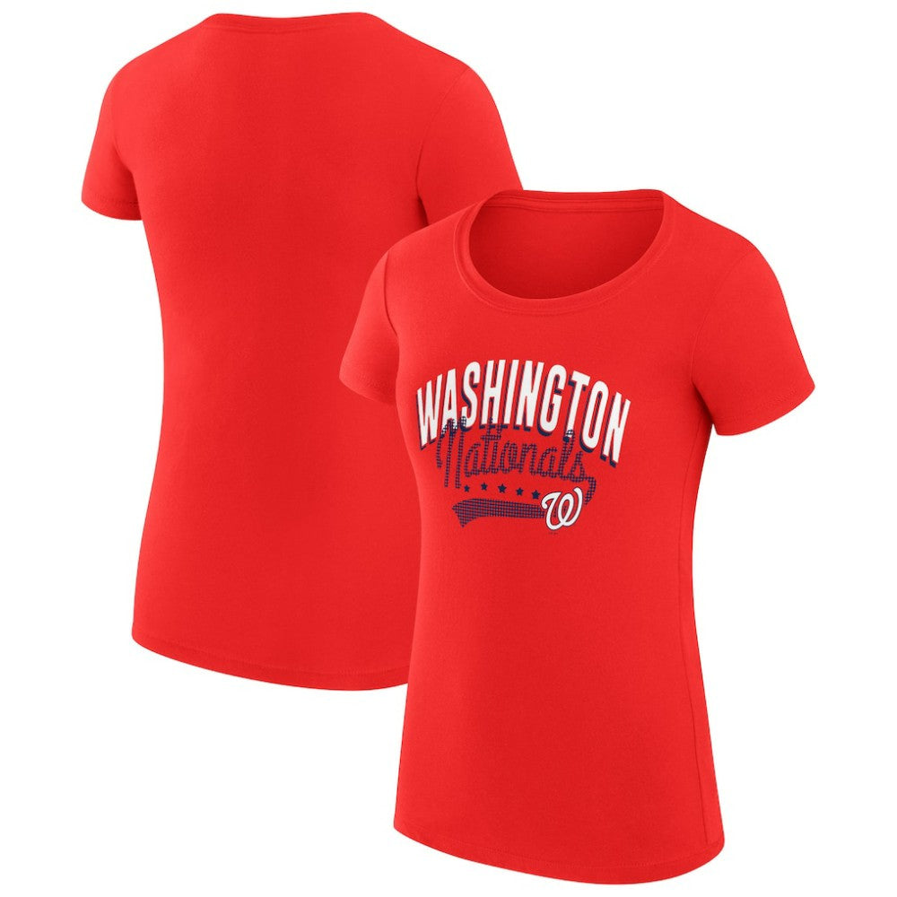 Washington Nationals G-III 4Her by Carl Banks Women's Super-Slim Fit Lightweight Filigree Team T-Shirt - Red T-shirts