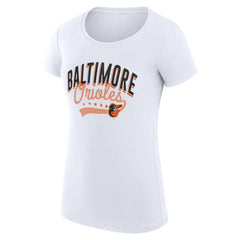 Baltimore Orioles G-III 4Her by Carl Banks Women's Super-Slim Fit Lightweight Filigree Team T-Shirt - White T-shirts