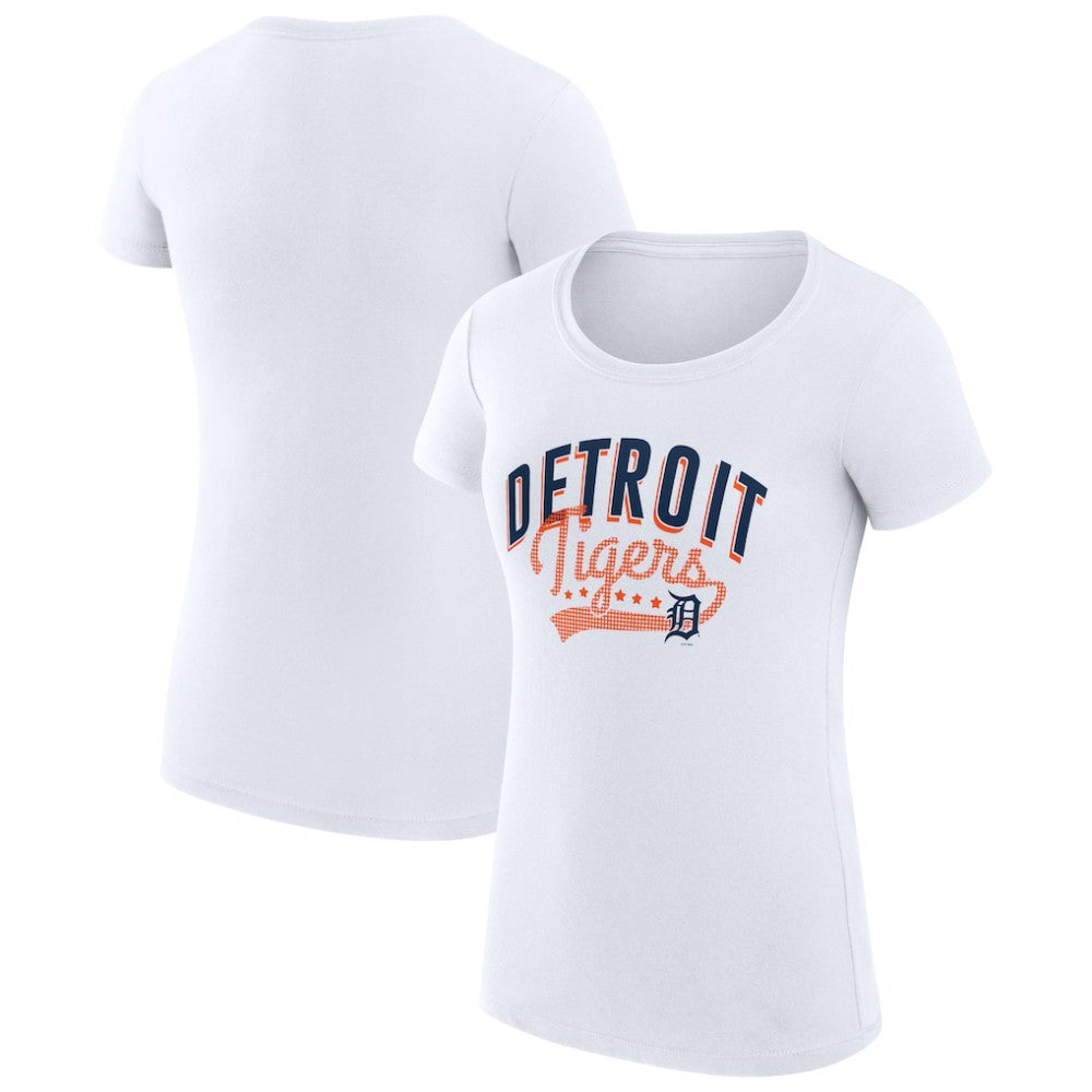 Detroit Tigers G-III 4Her by Carl Banks Women's Super-Slim Fit Lightweight Filigree Team T-Shirt - White T-shirts